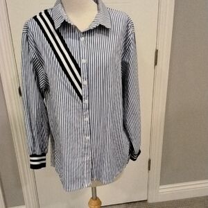 Striped Blue and White Women's Shirt